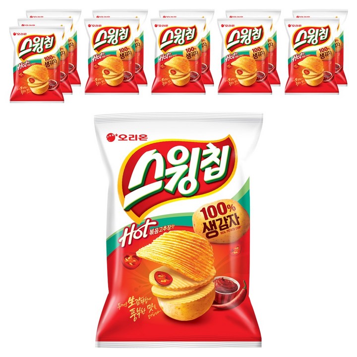 오리온 스윙칩 볶음고추장, 124g, 12개