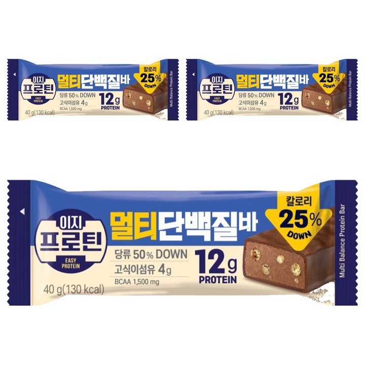 롯데웰푸드 이지프로틴 멀티단백질바, 40g, 3개
