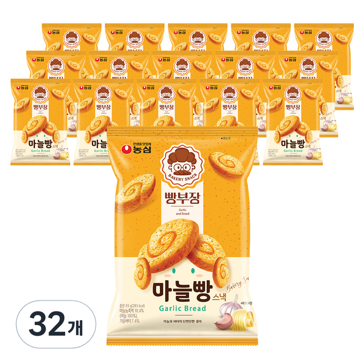 농심 빵부장 마늘빵, 55g, 32개