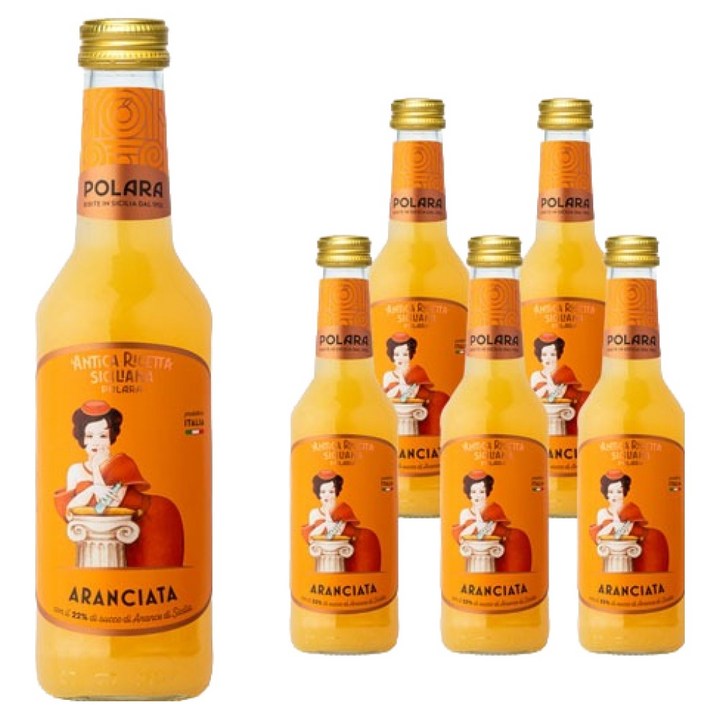 폴라라 시칠리아나 아란시아타 오렌지 탄산음료, 6개, 275ml