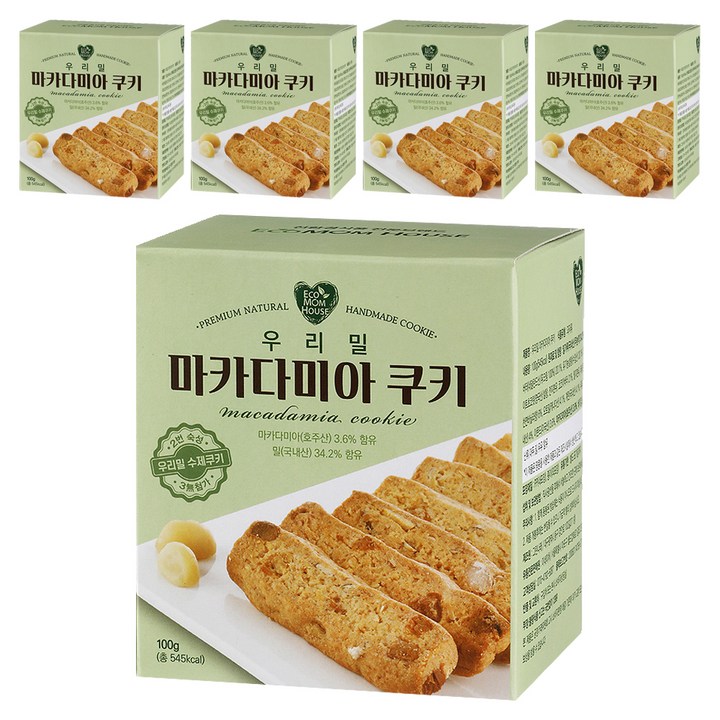 에코맘하우스 우리밀 마카다미아 쿠키, 5개, 100g