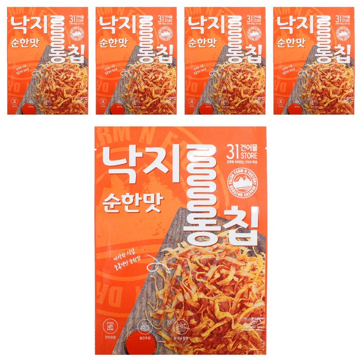 31건어물 수제 낙지롱칩 순한맛, 5개, 130g