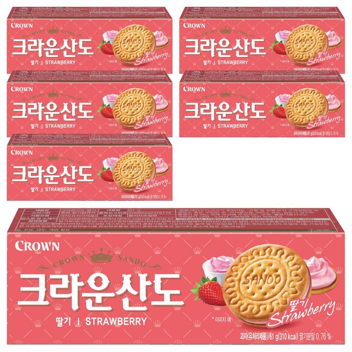 크라운산도 딸기, 61g, 6개