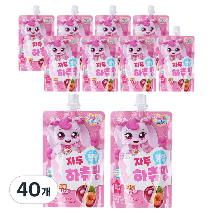 리더스인팜 캐치티니핑 퐁당 음료수 하츄핑 자두맛, 40개, 100ml
