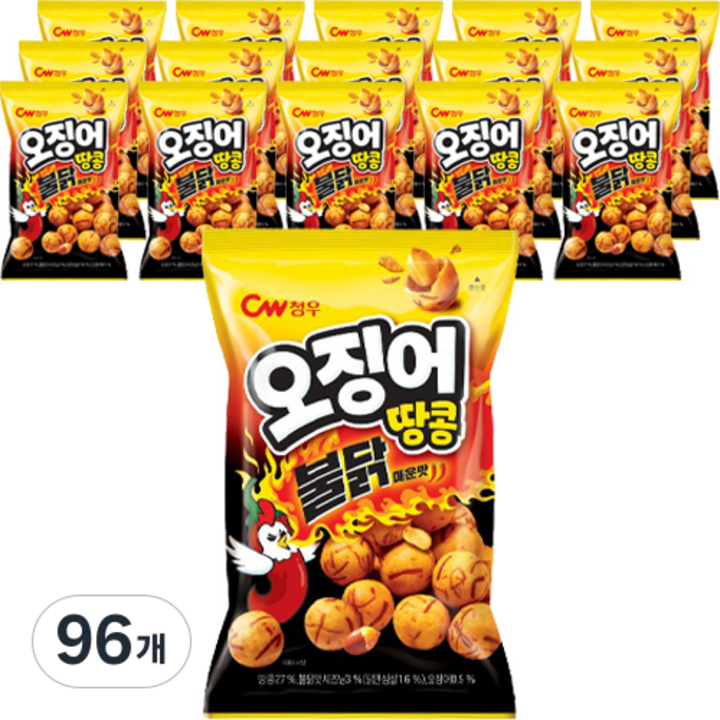 청우식품 오징어땅콩 불닭맛 스낵, 90g, 96개