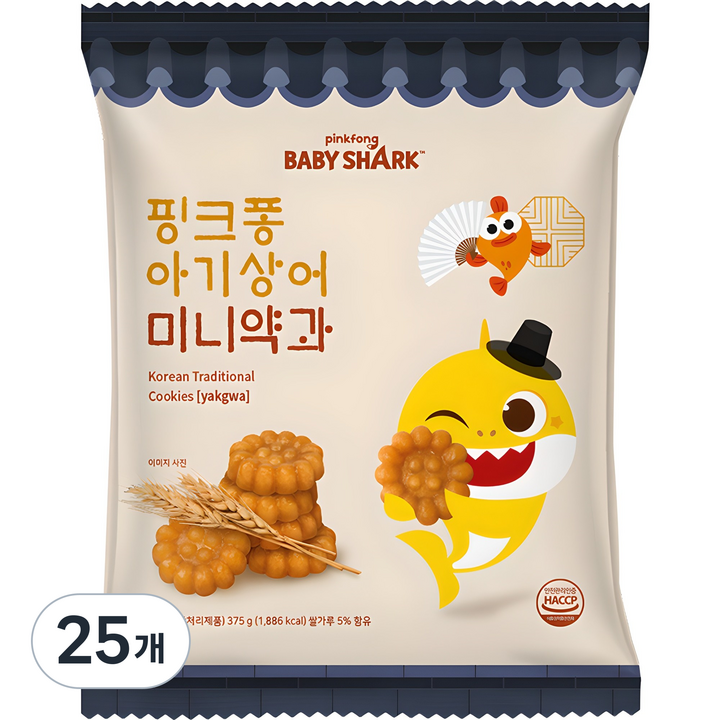 핑크퐁 아기상어 미니약과, 375g, 25개