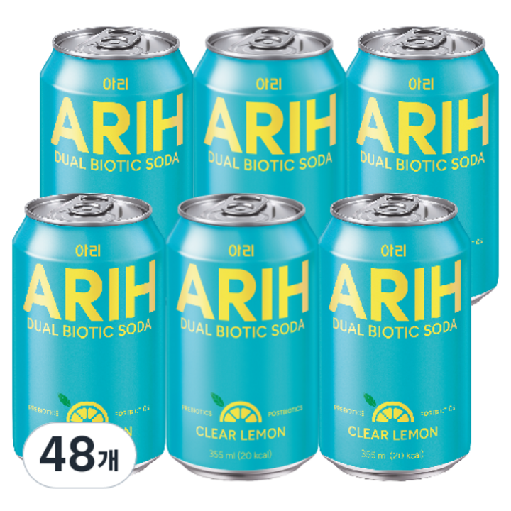 아리 듀얼바이오틱소다 클리어 레몬, 48개, 355ml