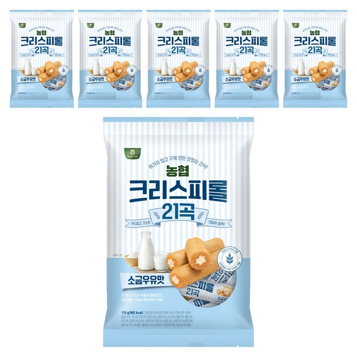 농협식품 크리스피롤 21곡 소금우유맛, 170g, 6개