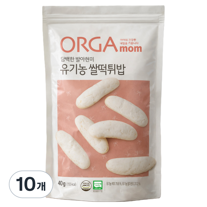 올가맘 담백한 발아현미 유기농 쌀떡튀밥, 쌀맛, 10개, 40g
