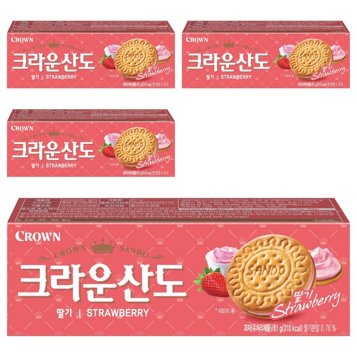 크라운산도 딸기, 61g, 4개