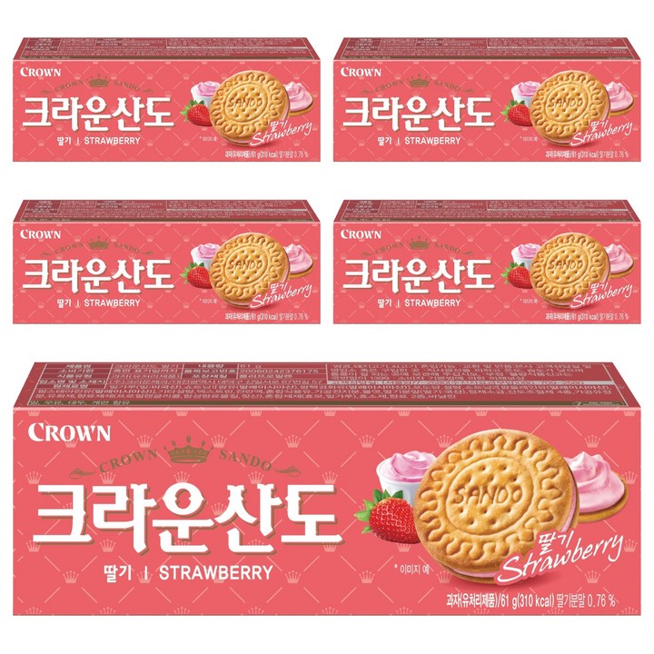 크라운산도 딸기, 61g, 5개