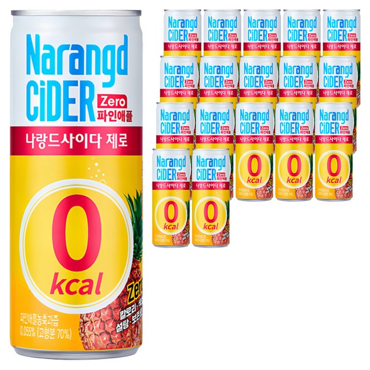 나랑드사이다 제로 파인애플, 245ml, 18개