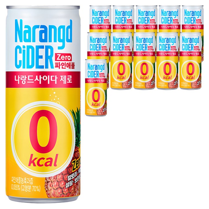 나랑드사이다 제로 파인애플, 245ml, 12개