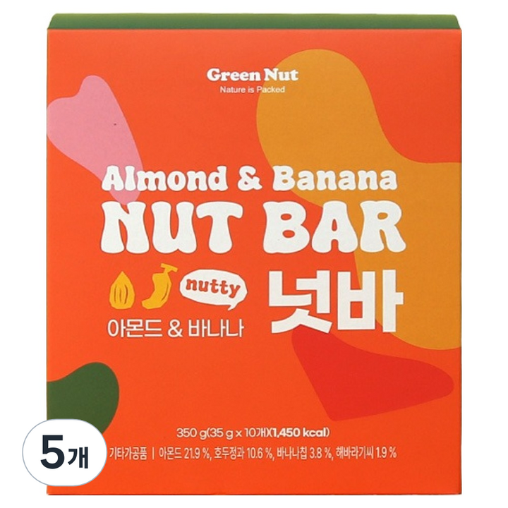 그린너트 아몬드 앤 바나나 넛바, 5개, 350g
