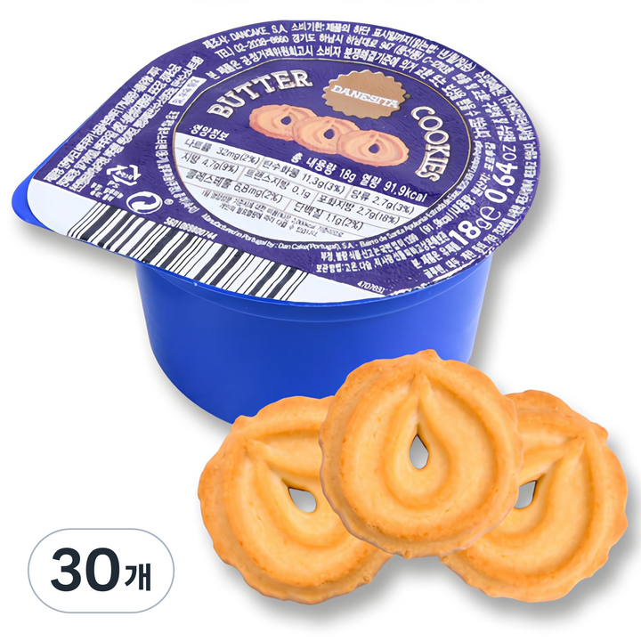 다네시타 댄케이크 버터쿠키 싱글서브, 18g, 30개