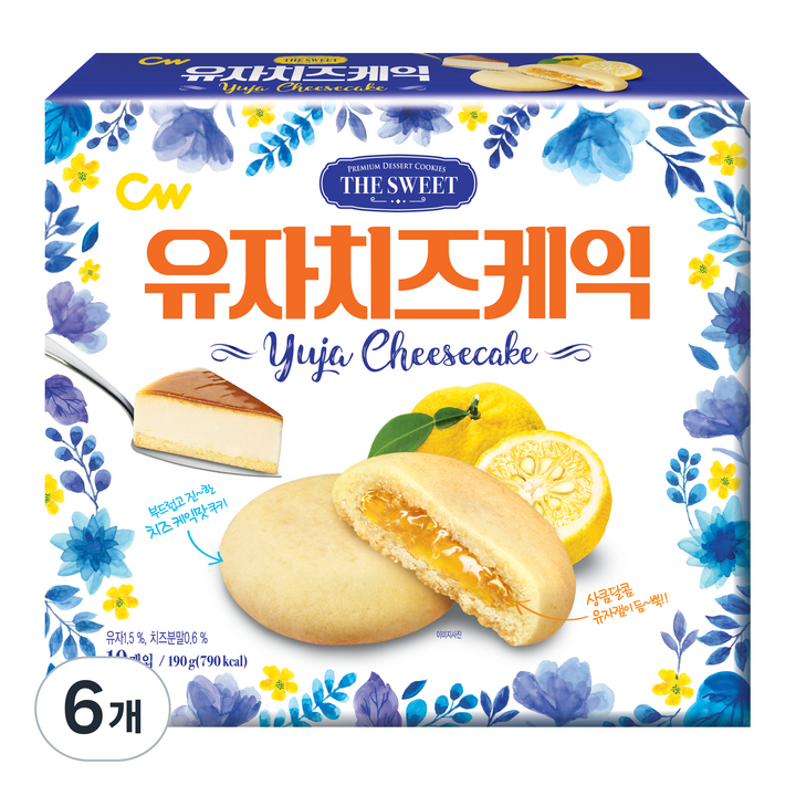 청우식품 유자치즈케익, 190g, 6개
