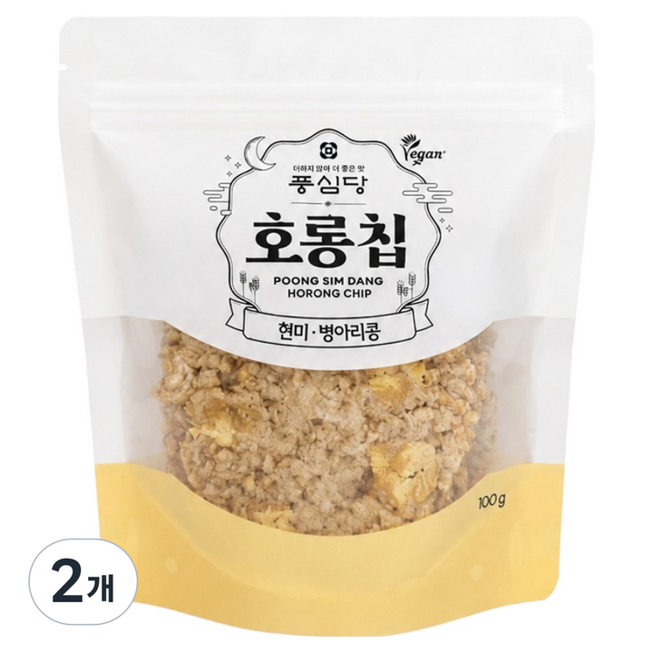 풍심당 호롱칩 현미 병아리콩 누룽지칩, 100g, 2개