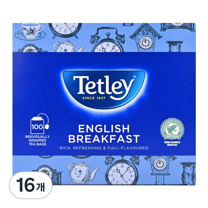 테틀리 잉글리쉬 브렉퍼스트 티백, 2g, 25개입, 16개, 2g