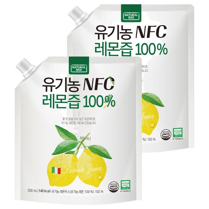 내추럴박스 유기농 NFC 레몬즙, 500ml, 2개