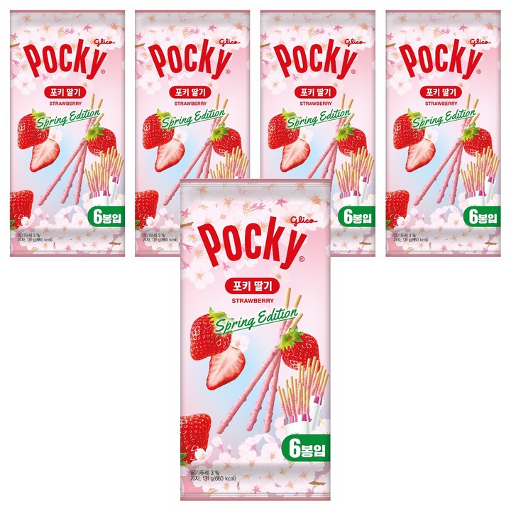포키 딸기 막대과자 6p, 131g, 5개