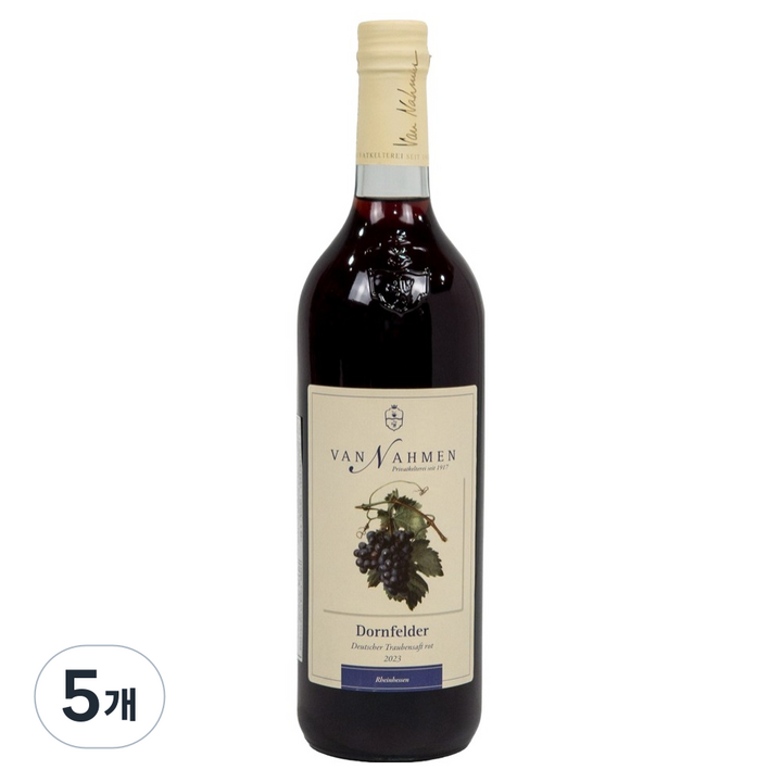 반나멘 유기농 도른펠더 포도주스, 5개, 750ml
