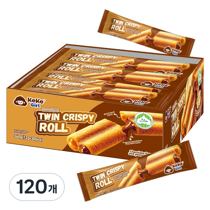 케케걸 트윈 크리스피 롤 초코 & 땅콩맛, 12g, 120개