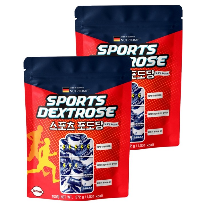 뉴트리크라프트 스포츠 포도당 캔디 레몬맛 100p, 272g, 2개