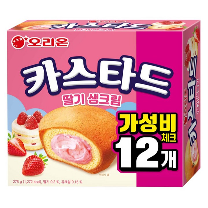 오리온 카스타드 딸기 생크림 12p, 1개, 276g