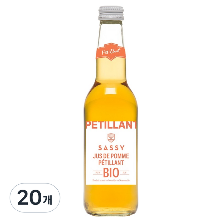 쎄시 유기농 스파클링 애플 주스, 330ml, 20개