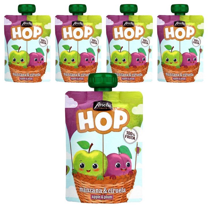 아넬라 HOP 과일 퓨레, 100g, 5개, 혼합맛(사과/생푸룬)