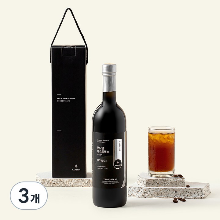 핸디엄 에스프레소 커피원액 다크 블렌드, 750ml, 3개