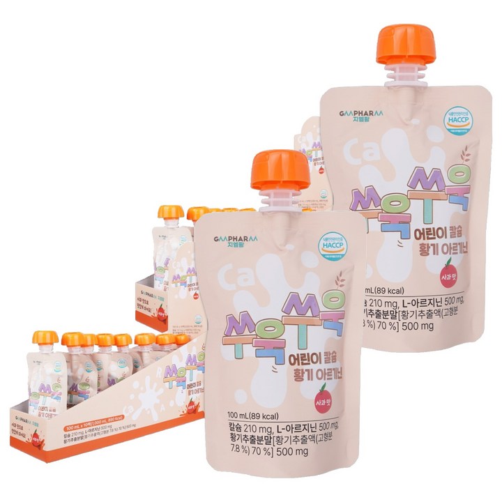 지엠팜 쑤욱쑤욱 어린이 칼슘 황기 아르기닌, 100ml, 20개, 사과맛