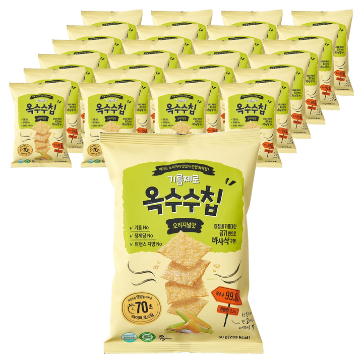 기름제로 옥수수칩 과자, 60g, 25개