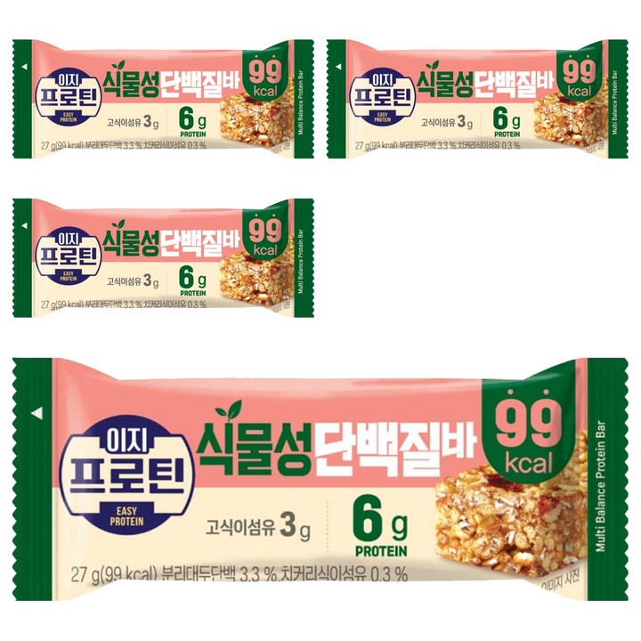 이지프로틴 식물성단백질바, 27g, 4개