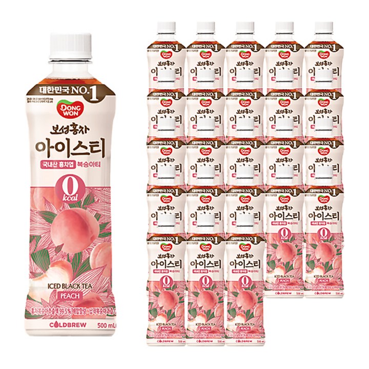 동원보성홍차 아이스티 제로 복숭아, 500ml, 24개