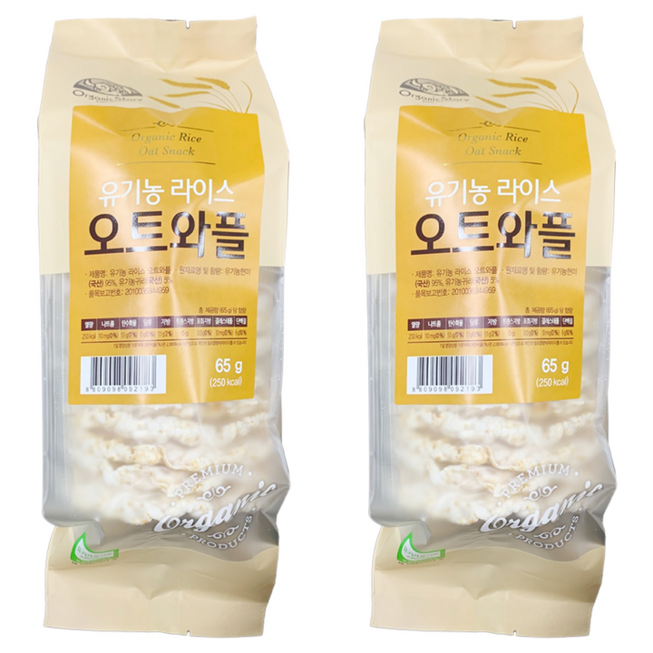 OrganicStory 유기농 라이스 오트와플 곡물맛, 65g, 2개