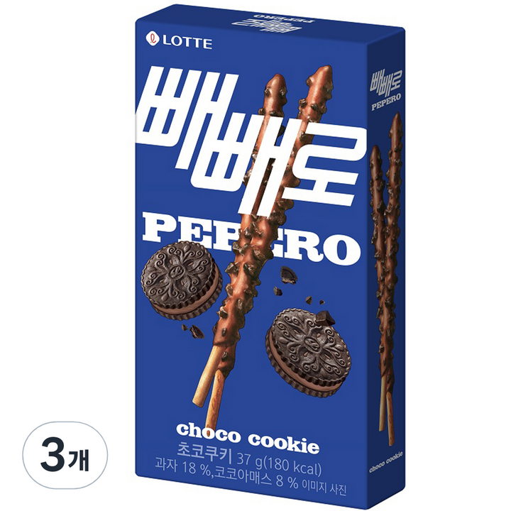 빼빼로 초코쿠키, 37g, 3개