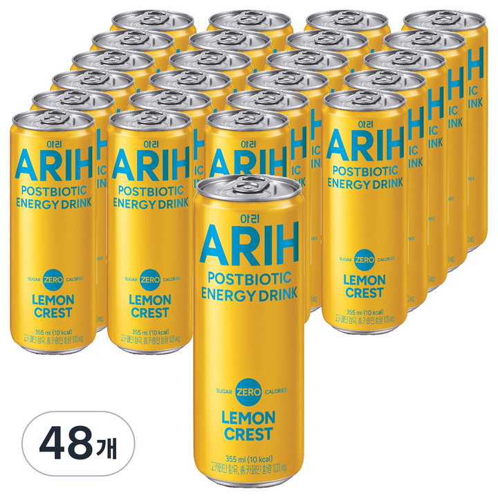팔도 아리 포스트바이오틱 에너지 드링크 레몬 크레스트, 48개, 355ml