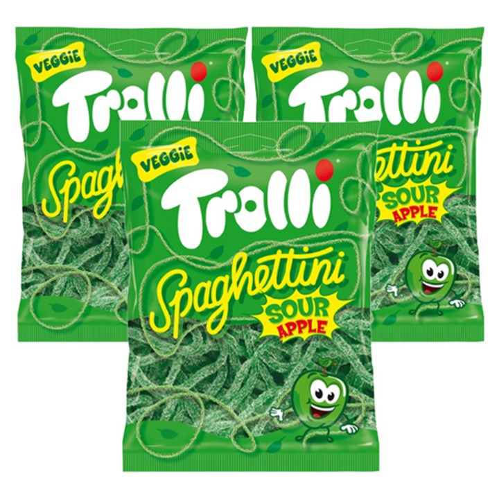 트롤리 스파게티니 사우어 애플 츄잉젤리, 100g, 3개