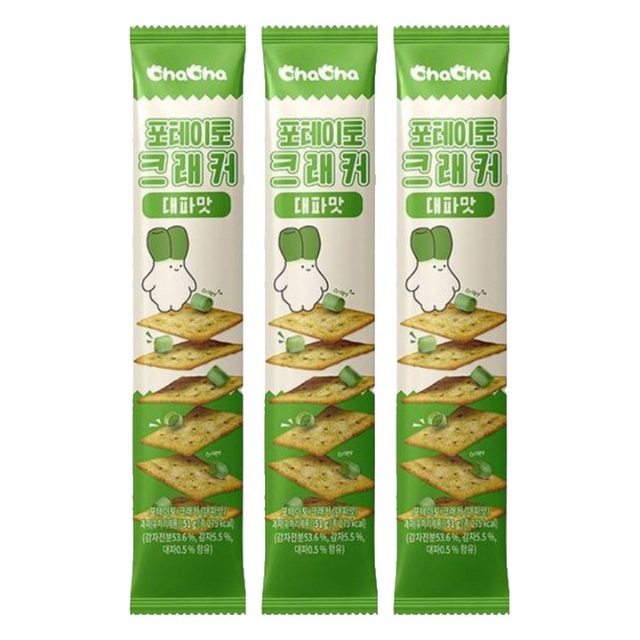 챠챠 포테이토 크래커 대파맛, 3개, 51g