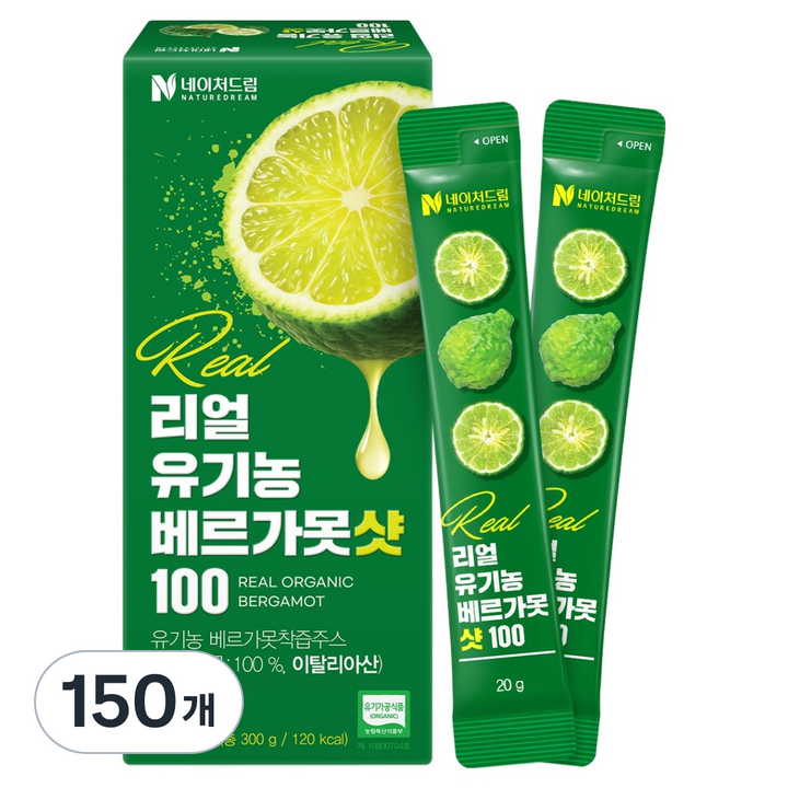 네이처드림 리얼 유기농 베르가못샷100 스틱형 착즙액, 20g, 150개