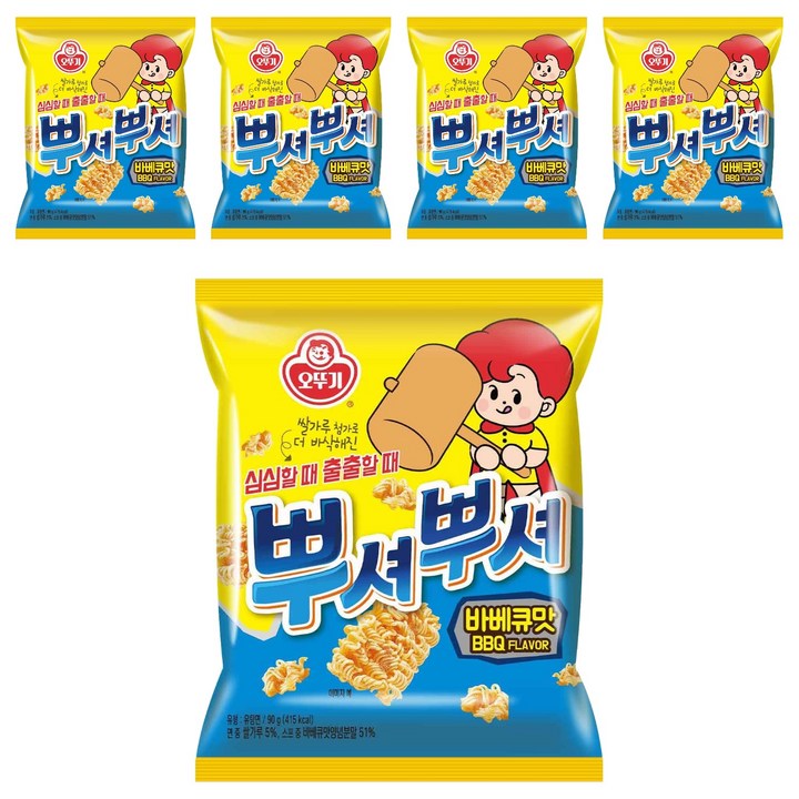 오뚜기 뿌셔뿌셔 바베큐맛, 90g, 5개