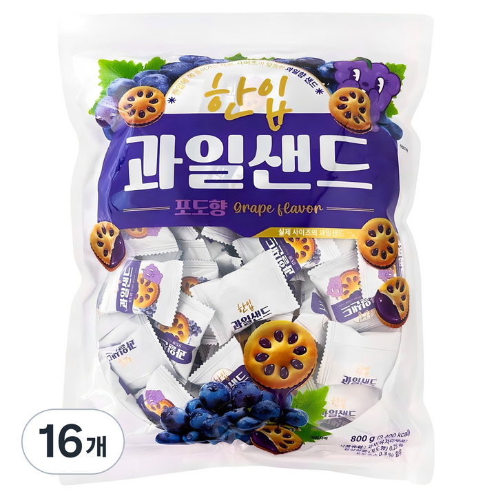 한입 과일 샌드 포도향, 800g, 16개