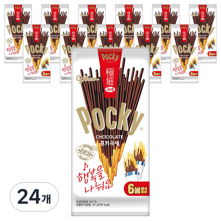 포키 극세 초코스틱 6p, 141g, 24개