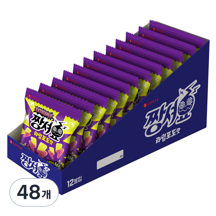 롯데웰푸드 짱셔요 라임포도맛 12개입, 48g, 48개