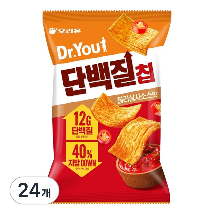 닥터유 오리온 단백질칩 칠리살사맛, 60g, 24개