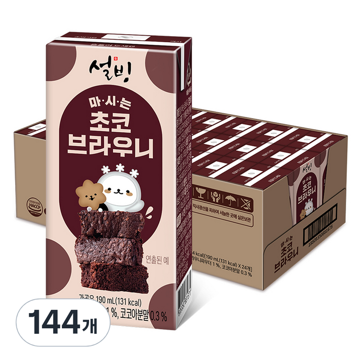설빙 서울에프엔비 마시는 초코브라우니 가공유, 144개, 190ml