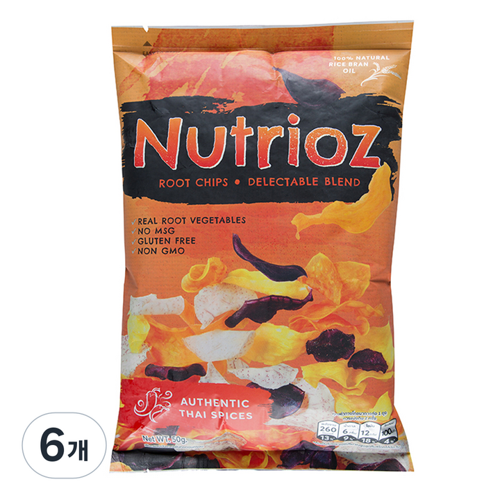 뉴트리오즈 루트칩 어센틱 타이스파이스, 50g, 6개