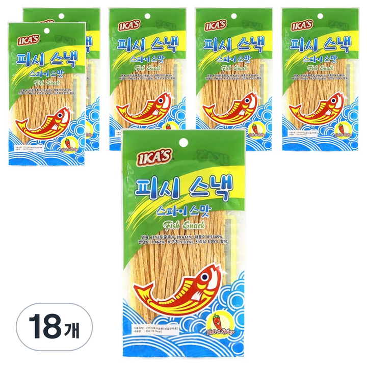 이카스 피시스낵 스파이스맛, 18개, 13g