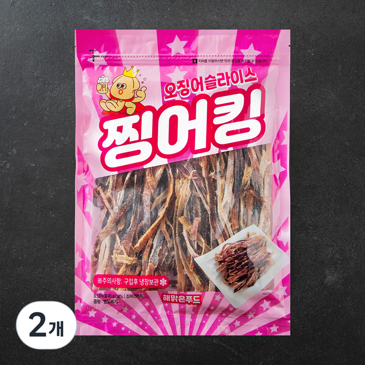 해맑은푸드 찡어킹 오징어 슬라이스, 2개, 230g